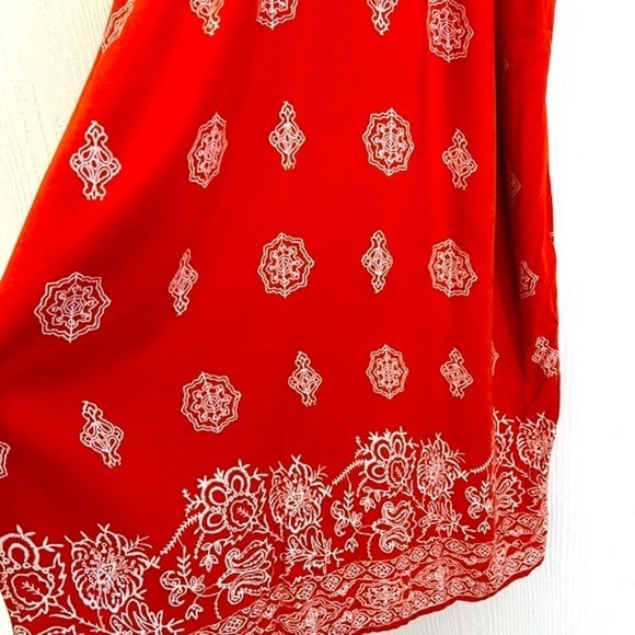 Ann Taylor Loft - Orange Floral White Design V Neck Pom Poms Midi Dress Size SM - Picture 10 of 14